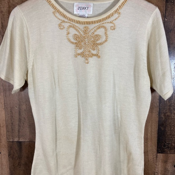 Cream Beaded Women's Top - Picture 1 of 12